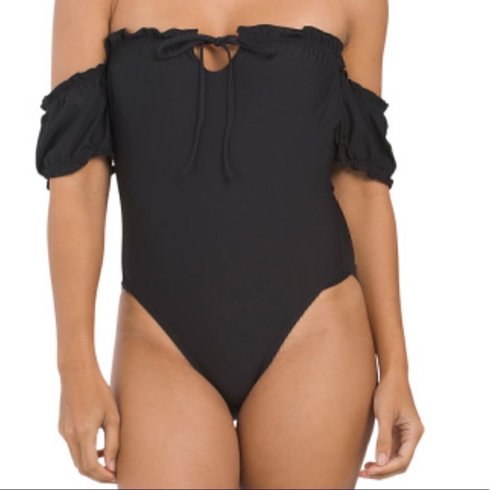 Sea Angel -Spring Fling Ruffle One piece Swimsuit Black Size XS
